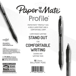 Paper Mate Profile Retractable Ballpoint Pen, Bold Point, Assorted Ink, Dozen (1788863)