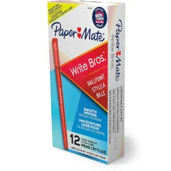Paper Mate Write Bros. Ballpoint Pen, Medium Point, Red Ink, 1 Dozen (3321131) Online