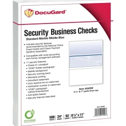 DocuGard Standard 8.5" x 11" Business Security Check In Middle, 24 lbs., Blue, 500 Sheets/Ream, 2500/Carton (04509) Security & Carbon