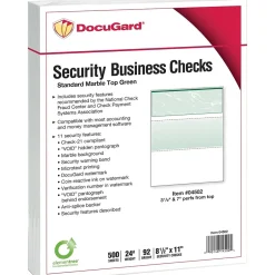 Discount DocuGard Standard 8.5" x 11" Business Security Check On Top, 24 lbs., Green, 500 Sheets/Ream, 2500/Carton (04502P) Security & Carbon