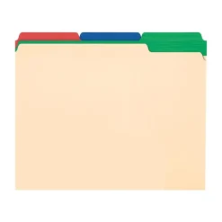 Pendaflex Color Tab File Folders, 3-Tab, Letter Size, Manila, 50/Box (84101) Clearance