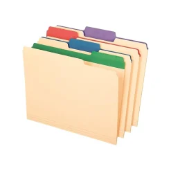 Pendaflex Color Tab File Folders, 3-Tab, Letter Size, Manila, 50/Box (84101) Clearance