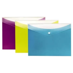 Pendaflex Dual-Pocket Snap Envelopes, Letter Size, Assorted Colors, 3/Pack (PFX 95569)* Business