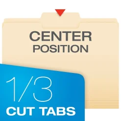Pendaflex File Folder, 1-Tab, Letter Size, Manila, 100/Box (R752 1/3-2)