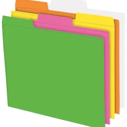 Pendaflex Glow Recycled File Folder, 1/3-Cut Tab, Letter Size, Assorted, 24/Box (40523) Hot