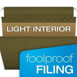 Pendaflex Hanging File Folder, 5-Tab, Letter Size, Green, 25/Box (PFX 4152) Clearance