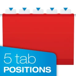 Pendaflex Ready-Tab Reinforced Hanging File Folder, 5-Tab, Letter Size, , 25/Box (42623) Red Clearance
