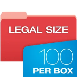 Pendaflex Recycled File Folder, 1/3-Cut Tab, Legal Size, , 100/Box (43501/3) Red Best