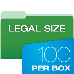 Pendaflex Recycled File Folder, 1/3-Cut Tab, Legal Size, , 100/Box (43501/3BGR) Green New