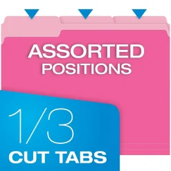 Pendaflex Recycled File Folder, 1/3-Cut Tab, Letter Size, , 100/Box (42101/3PIN) Pink