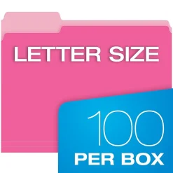 Pendaflex Recycled File Folder, 1/3-Cut Tab, Letter Size, , 100/Box (42101/3PIN) Pink