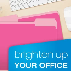 Pendaflex Recycled File Folder, 1/3-Cut Tab, Letter Size, , 100/Box (42101/3PIN) Pink