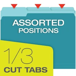 Pendaflex Recycled File Folder, 2/5-Cut Tab, Letter Size, , 100/Box (42101/3AQU) Aqua Outlet