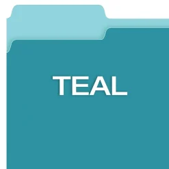 Pendaflex Recycled File Folder, 2/5-Cut Tab, Letter Size, , 100/Box (42101/3AQU) Aqua Outlet