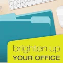 Pendaflex Recycled File Folder, 2/5-Cut Tab, Letter Size, , 100/Box (42101/3AQU) Aqua Outlet