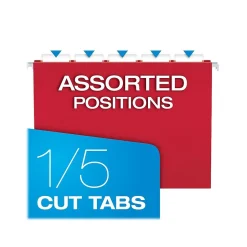 Pendaflex Recycled Hanging File Folders, 1/5-Cut, Letter Size, Assorted Colors, 25/Box (PFX 81663) Best