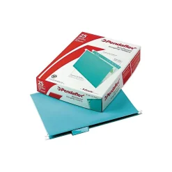 Pendaflex Reinforced Hanging File Folders, 1/5 Tab, Letter Size, Aqua, 25/Box (PFX 4152 1/5 AQU) Teal Clearance