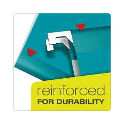 Pendaflex Reinforced Hanging File Folders, 1/5 Tab, Letter Size, Aqua, 25/Box (PFX 4152 1/5 AQU) Teal Clearance