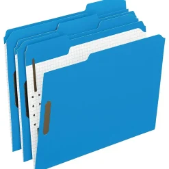 Pendaflex Reinforced Top Fastener Folders, 1/3 Cut, Letter, , 50/Box (21301) Blue