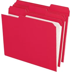 Pendaflex Reinforced Top Tab File Folders, 1/3 Cut, Letter, Red, 100/Box