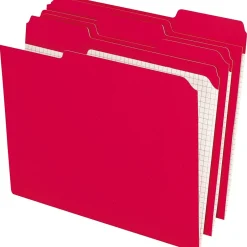 Pendaflex Reinforced Top Tab File Folders, 1/3 Cut, Letter, Red, 100/Box