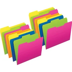 Pendaflex Twisted Glow File Folders, 1-Tab, Letter Size, Assorted Colors, 12/Pack, 2 Packs/Bundle (PFX40526-2) Discount