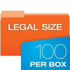 Pendaflex Two-Tone File Folder, 3-Tab, Legal Size, , 100/Box (153 1/3 ORA) Orange New