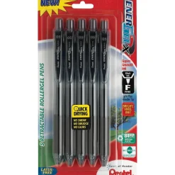 Pentel EnerGel-X RollerGel Retractable Gel Pens, Medium Point, 0.7mm, Black Ink, 5/Pack (BL107BPS5A)