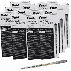 Pentel Gel Roller for Fabric, 1.0mm Point, Black, Pack of 12 (PENBN15A-12) Online