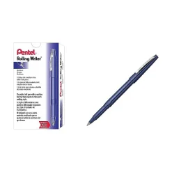 Pentel Rolling Writer Rollerball Pens, Medium Point, Blue Ink, Dozen (R100-C)
