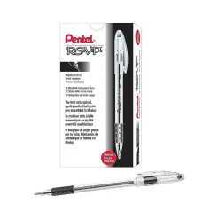 Pentel R.S.V.P. Ballpoint Pens, Medium Point, Black Ink, 12/Pack (BK91-A)
