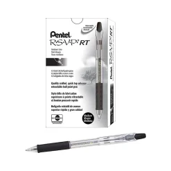 Pentel R.S.V.P. RT Retractable Ballpoint Pens, Medium Point, Black Ink, Dozen (BK93-A) Clearance