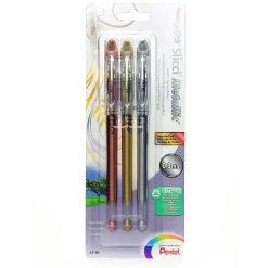 Pentel Slicci Extra Fine Metallic Gel Pens assorted pack of 3 [Pack of 2] Sale