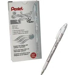 Pentel Sunburst Metallic Pen, Silver, Pack of 12 (PENK908Z-12) Sale