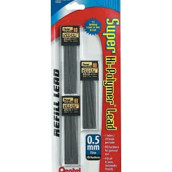 Pentel Super Hi-Polymer Lead Refill, 0.5mm, 30/Leads, 3/Pack (C25BPHB3-K6) Clearance