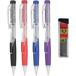 Pentel Twist-Erase Click Mechanical Pencil, 0.5mm, Assoted colors, 6/PK (PD275TLBPS6M) New