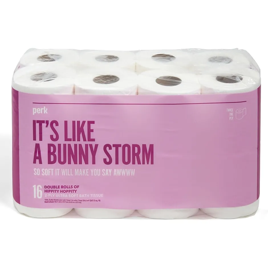 Perk ™ Ultra Soft Toilet Paper, 2-ply, White, 154 Sheets/Roll, 16 Rolls/Case (PK55154)