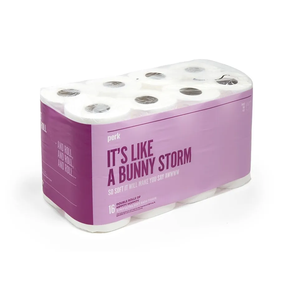 Perk ™ Ultra Soft Toilet Paper, 2-ply, White, 154 Sheets/Roll, 16 Rolls/Case (PK55154)