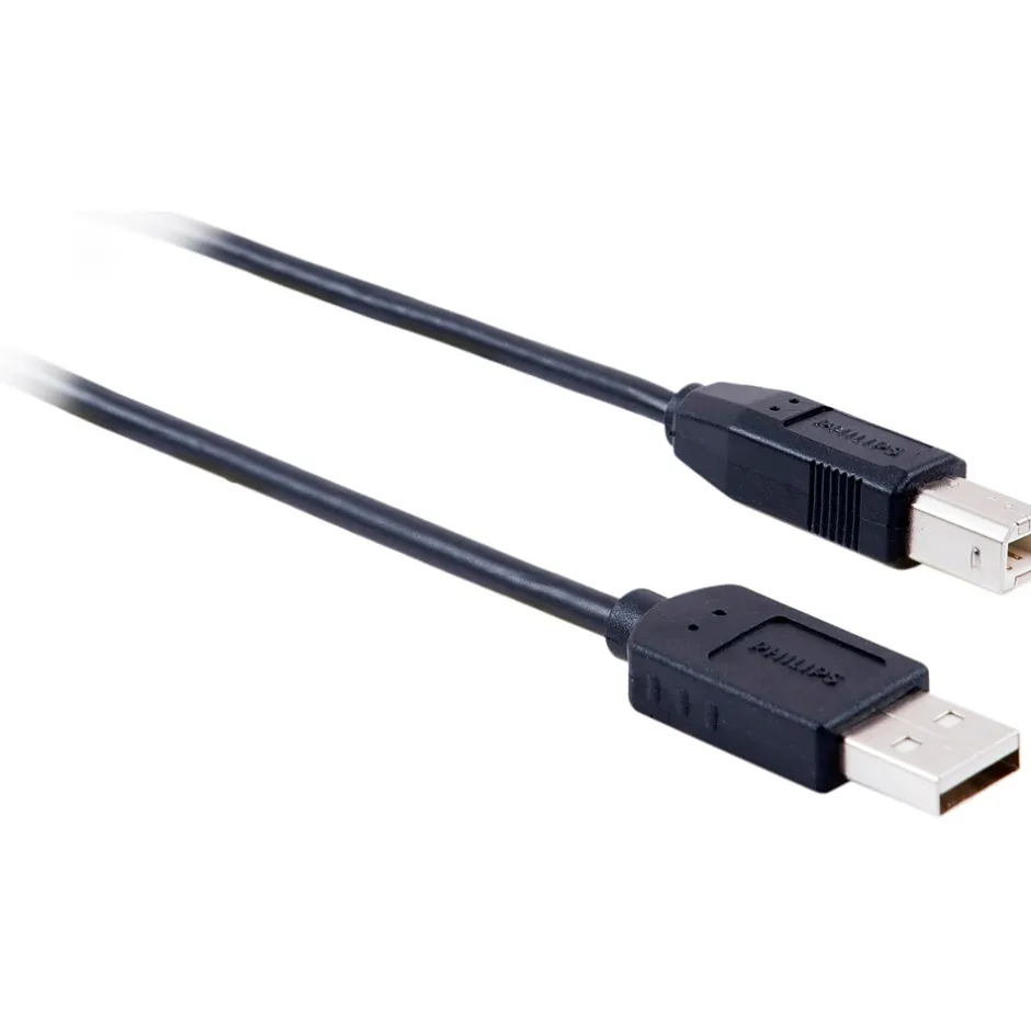 Usb Cables<Philips 6' USB Type-A to USB Type-B Data Cable, Male to Male, Black (SWU7111A/27)