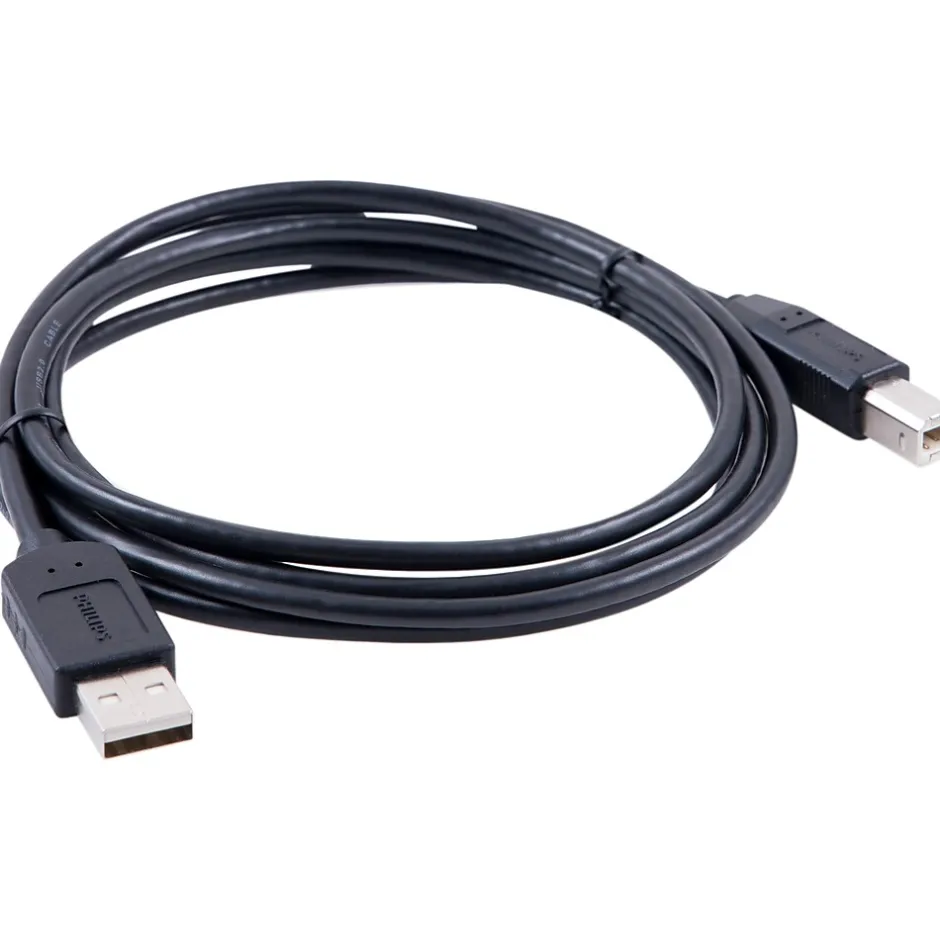 Usb Cables<Philips 6' USB Type-A to USB Type-B Data Cable, Male to Male, Black (SWU7111A/27)