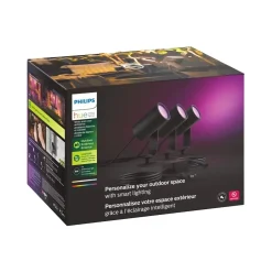 Smart Bulbs<Philips Hue Lily LED 3-Piece Outdoor Spotlights, Black (1746730V7)