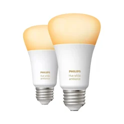Smart Bulbs<Philips Hue 60W Equivalent A19 LED Smart Light Bulb, Warm White, 2/Pack (548560)