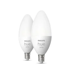 Smart Bulbs<Philips Hue 40W Equivalent Candle LED Smart Light Bulb, Soft White, 2/Pack (548289)