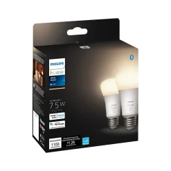 Smart Bulbs<Philips Hue White Light Bulb, A19 2700K 10.5W E26, 2/Pack (563007)