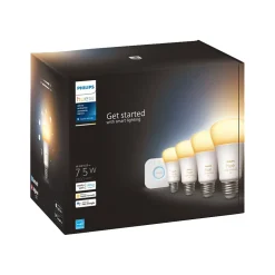 Smart Bulbs<Philips Hue White Starter Kit, A19 2200K-6500K 10.5W E26 (563270)