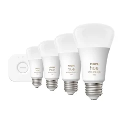Smart Bulbs<Philips Hue White Starter Kit, A19 16 Million Colors 10.5W E26 (563296)