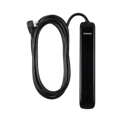 Surge Protectors & Power Strips<Philips 6-Outlet Surge Protector, 10', Black (SPP6110BC/37)