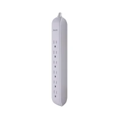 Surge Protectors & Power Strips<Philips 6-Outlet Surge Protector, 4', White (SPP3064WE/37)