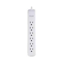 Surge Protectors & Power Strips<Philips 6-Outlet Surge Protector, 4', White (SPP3064WE/37)