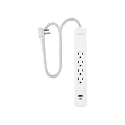 Surge Protectors & Power Strips<Philips 4-Outlet 2-USB Port Surge Protector, 3', White (SPP4113WB/37)